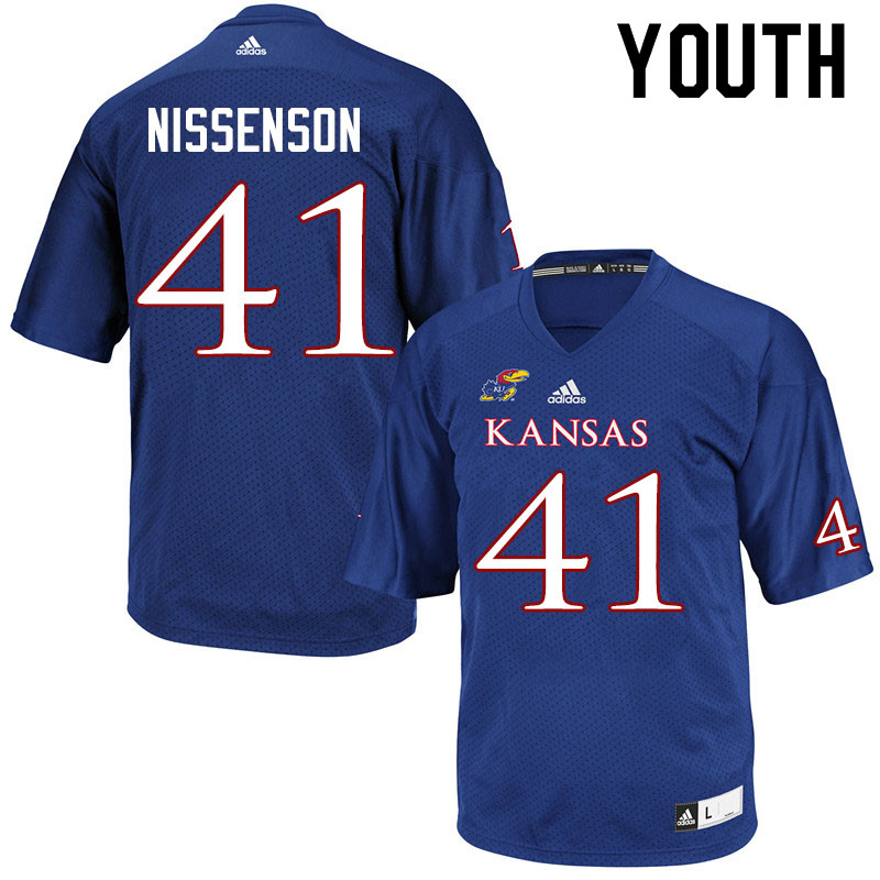 Youth #41 Cameron Nissenson Kansas Jayhawks College Football Jerseys Sale-Royal